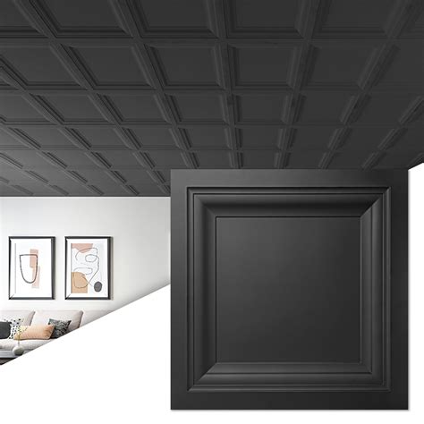 Art3d 12-Pack Square Black Drop Ceiling Tile 2ft x 2ft, PVC Ceiling ...