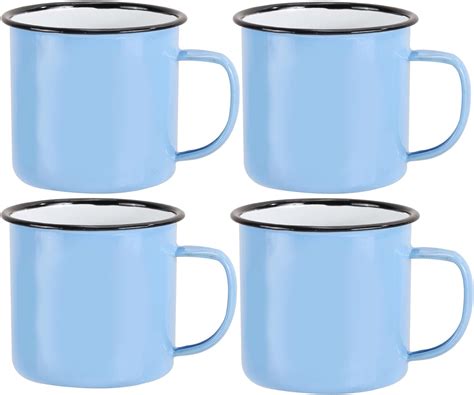 Buy Set of 4 Enamel Camping Mugs-15 oz Enamel Camping Mug Set，Great as ...