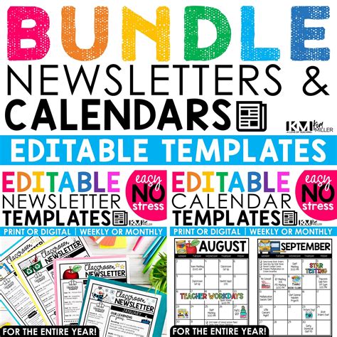 Newsletters and calendars editable templates bundle – Artofit