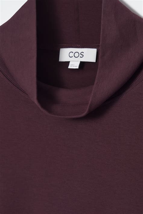 FUNNEL-NECK LONG-SLEEVED T-SHIRT - BURGUNDY - Ladies | H&M GB