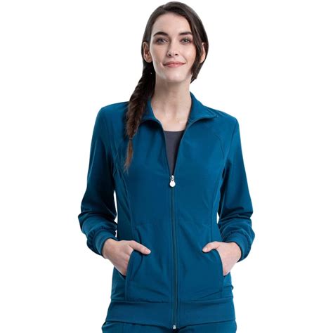 Cherokee Infinity 2391A Scrubs Jacket Womens Zip Front Warm-Up Caribbe ...