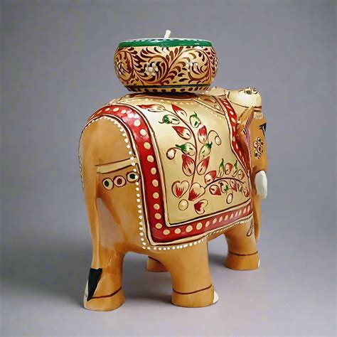 Elephant Tea Light Candle Holder | Wooden Elephant with T-Light – KK ...