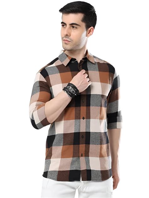 GLORYBOYZ Cotton Check Shirt For Men Full Sleeves Formal Check Shirts ...