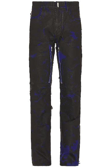 Givenchy Straight Fit Denim Trouser With Zip in Blue & Black | FWRD