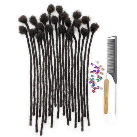 Buy 0.4cm Width 10 inch Dreadlock Extensions Human Hair 20 Strands ...