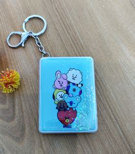 Paper Bear BT21 Sparking Rectangle Mirror Key Ring Chain for Kids Girls ...
