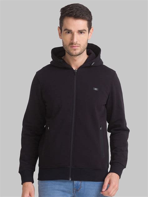 Parx Men Black Solid Regular Fit Full Sleeve Hooded Neck Sweatshirt ...