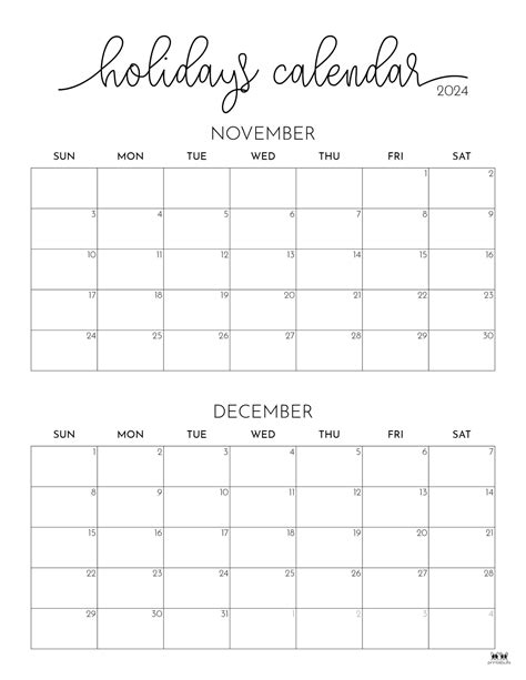 Printable November December Calendar - Printable Calendars AT A GLANCE