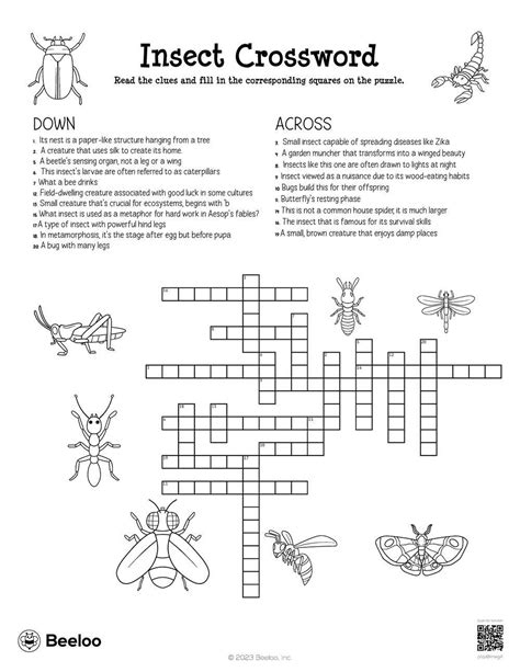 Insect Crossword • Beeloo Printable Crafts and Activities for Kids