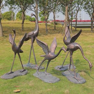 仿铜仙鹤雕塑摆件户外真白鹭玻璃钢园林景观动物花公园水池装饰品-阿里巴巴