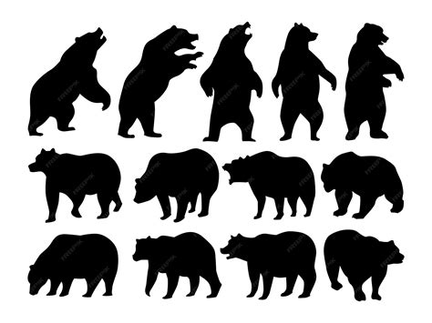 Premium Vector | Vector black silhouettes of bears