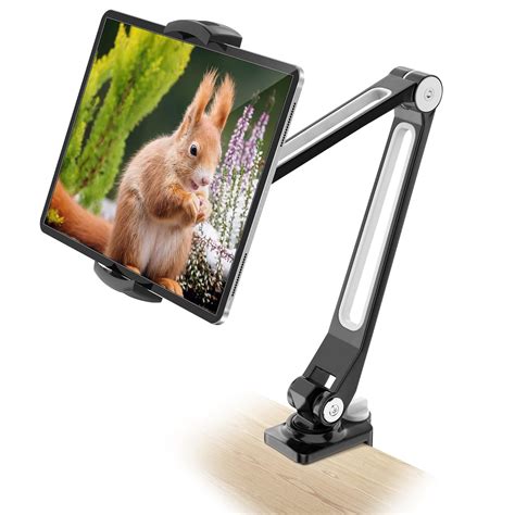 AboveTEK Sturdy iPad Holder, Aluminum Long Arm iPad Tablet Mount, 360 ...