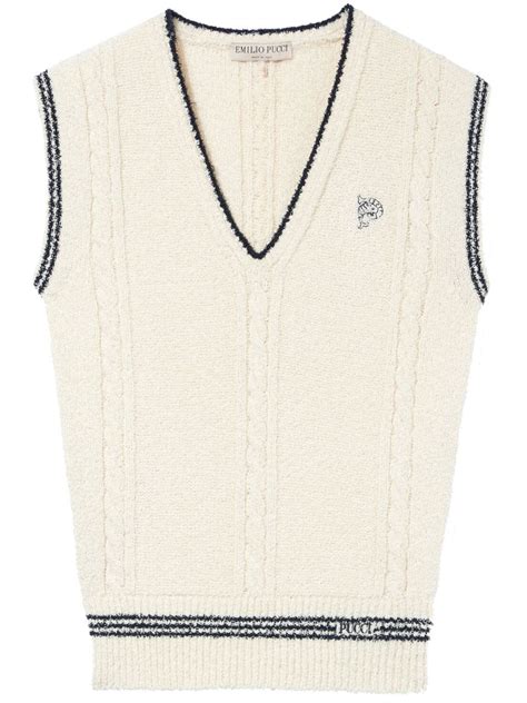 PUCCI cable-knit Embroidered Vest - Farfetch