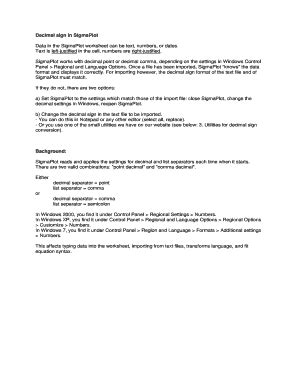 Fillable Online Decimal sign in SigmaPlot Fax Email Print - pdfFiller