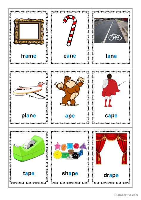 a_e words flash cards 5 vocabular…: English ESL worksheets pdf & doc