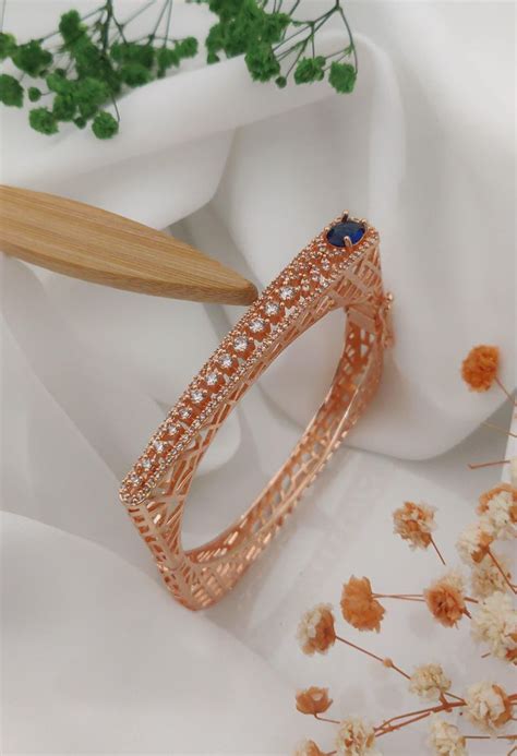 AK 71 Ad Diamond Rose Gold Kada