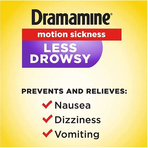 Dramamine All Day Less Drowsy Motion Sickness Relief Tablets | 2-Pack, 8 Tablets per Vial, 25 MG ...