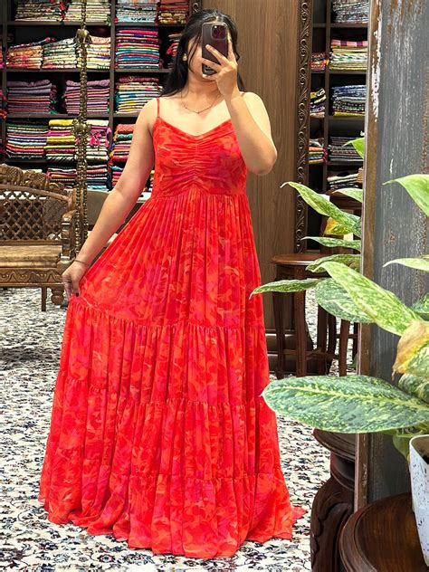 Radiant Red Floral Ruched Maxi