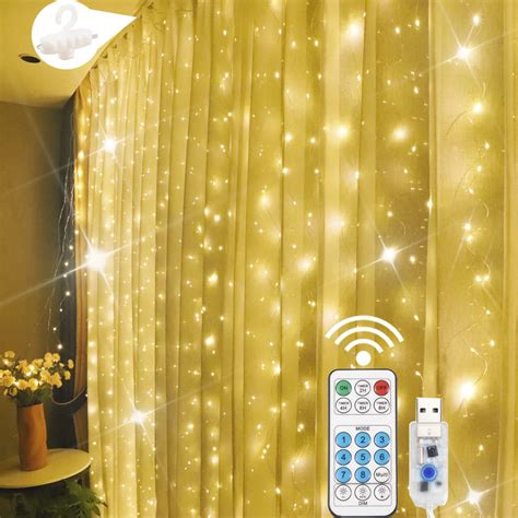 Buy Curtain Lights, 300 LED Curtain Fairy String Lights with Remote ...