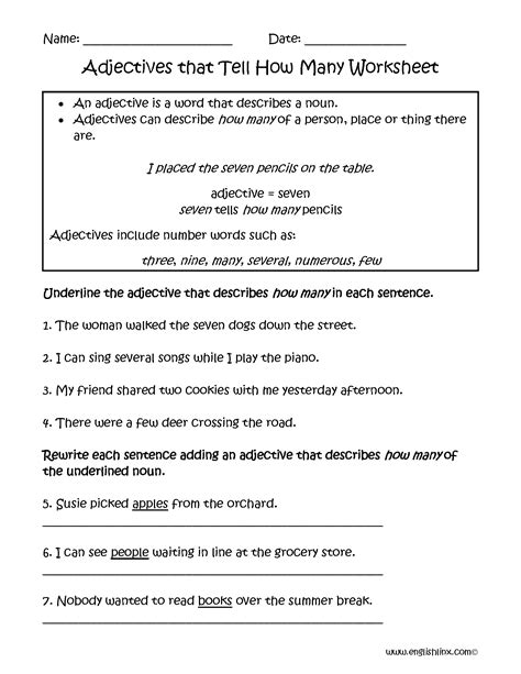 Adjectives Worksheets For Grade 5 - Printable And Enjoyable Learning