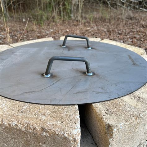 Heavy Duty Raw Steel Round Fire Pit Cover Lid - SteelFreak