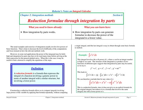 Image result for Integration by Reduction Formulae Examples