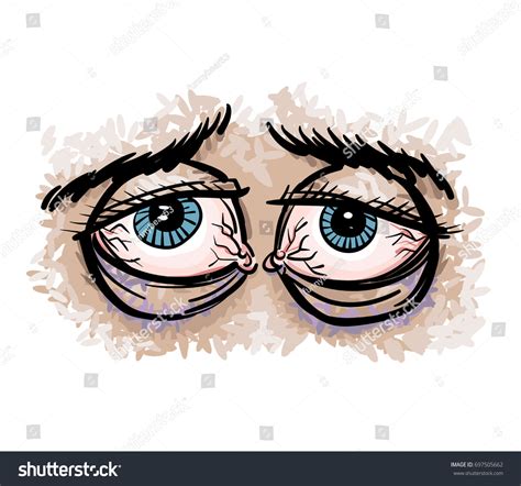 Tired Eyes Cartoon Hand Drawn Image Stock Vector (Royalty Free ...