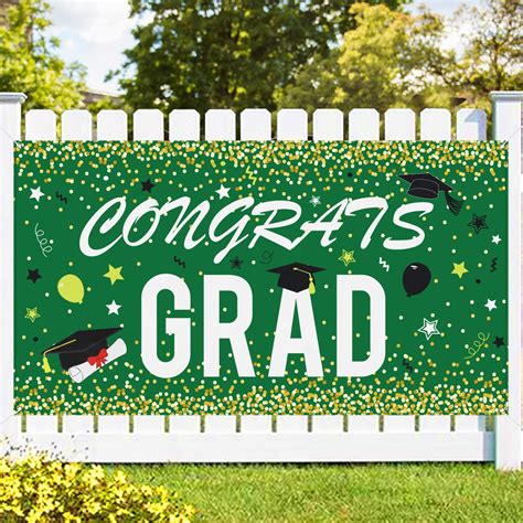 Buy Graduation Banner - Green Congrats Grad Banner- Extra Large 70" X ...
