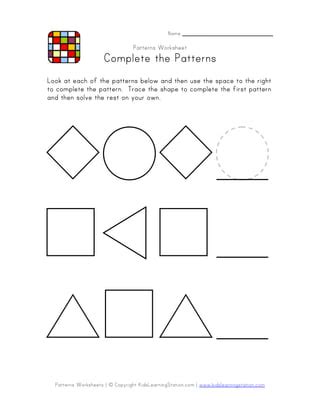 Image result for Types of Patterns Worksheet