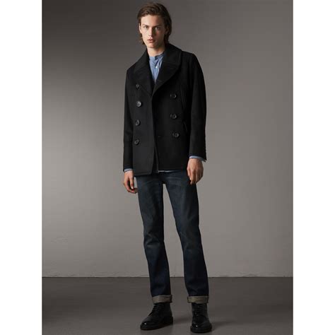 Wool Cashmere Pea Coat in Black - Men | Burberry United States