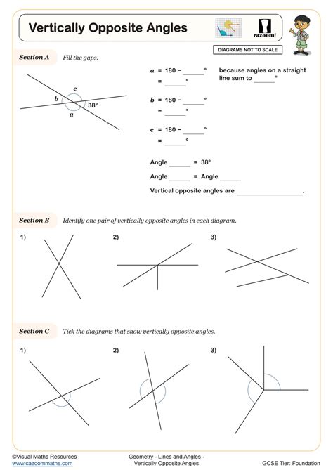 Vertically Opposite Angles Worksheet | Fun and Engaging Year 7 and Year ...