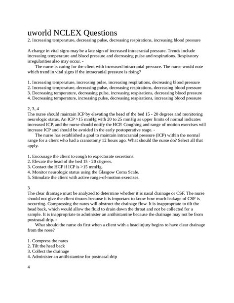 Uworld NCLEX Questions uworld NCLEX Questions | Exams Nursing | Docsity