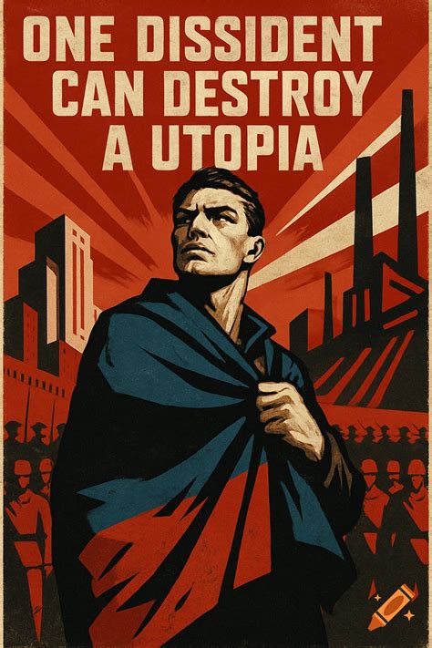 Propaganda poster of a man breaking chains, titled 'HARRISON BERGERON ...