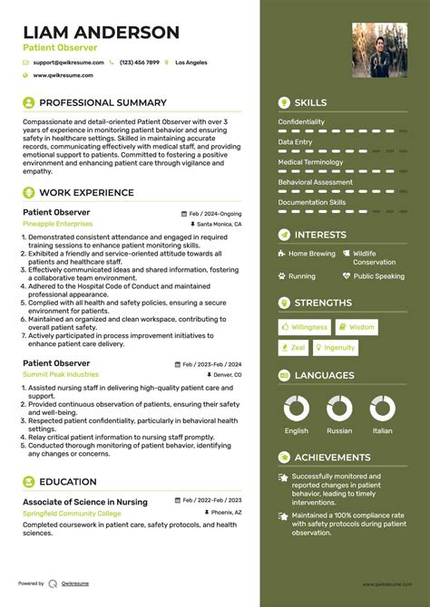 10+ Patient Observer Resume Samples & Templates for 2025