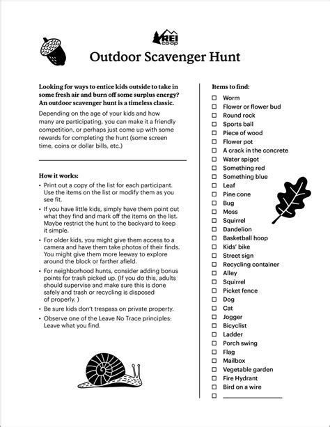 Outdoor Scavenger Hunt for Kids - Uncommon Path – An REI Co-op Publication