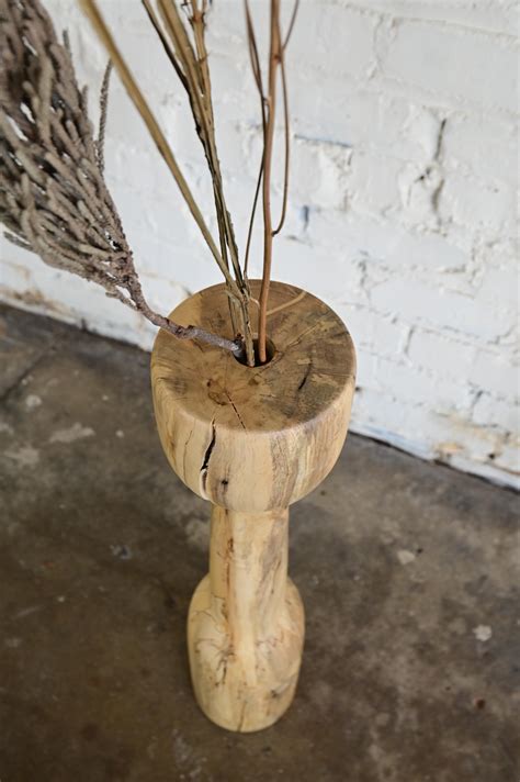 Organic Sculpted Wood Floor Vase For Sale at 1stDibs