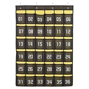 PATIKIL 36 Slots Pocket Chart for Classroom, 1pcs Numbered Wall Hanging ...