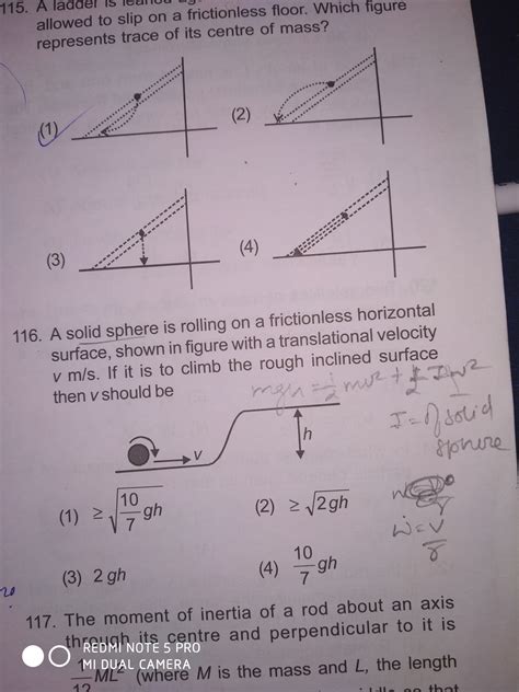 A solid sphere is rolling on a frictionless horizontal surface, with a ...