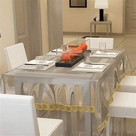 Buy Kuber Industries PVC 6 Seater Transparent Dining Table Cover (Gold ...