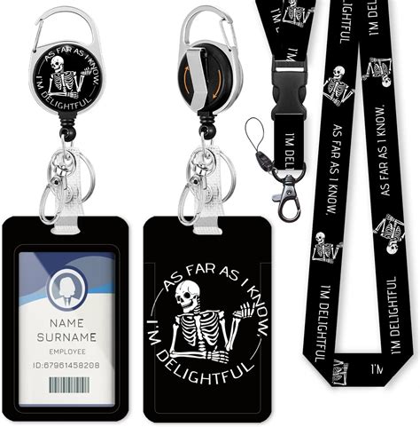 Amazon.com : Skeleton Id Badge Holder with Retractable Clip Funny Lanyard Badge Holders with ...