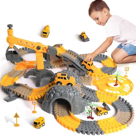 Buy TUMAMA 258pcs Construction Race Track Vehicle Toys for Boys and ...