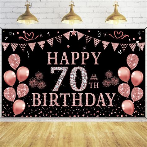 Trgowaul 70th Birthday Decorations For Women Rose Gold 70th Birthday ...