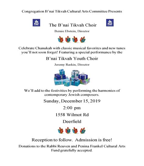 B’nai Tikvah Choir Concert - Congregation Bnai TikvahCongregation Bnai ...