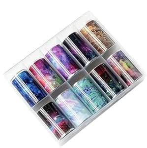 Feelhigh 10 Rolls Light Colors Marble Design Foil Nail Art Polish ...