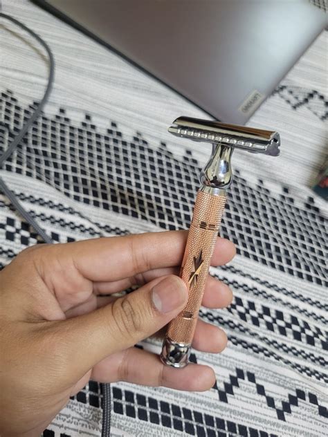 Pristine shaving double edge safety razor PS - 515 CROME-COPPER PLATING ...