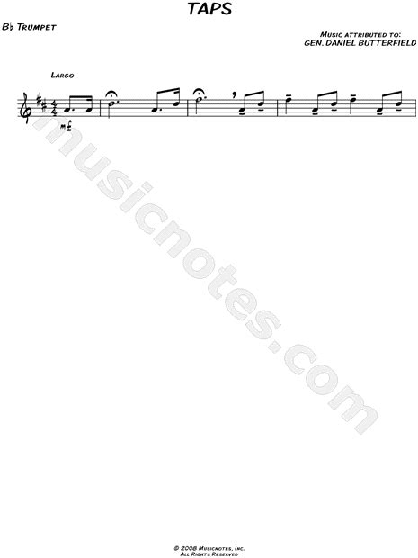 Daniel Butterfield "Taps" Sheet Music (Leadsheet) (Trumpet Solo) in D ...