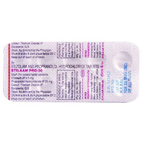 Etilaam PRO 20 Tablet 10's Price, Uses, Side Effects, Composition ...