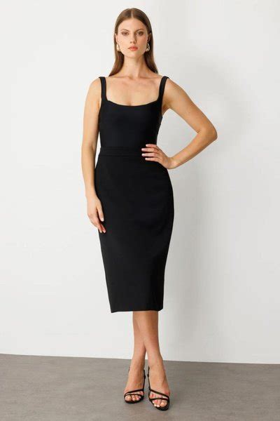 Siyah İp Askılı Mini Elbise | Remiss