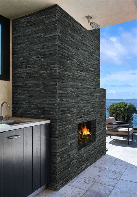 Stack Stone Fireplace 的图像结果
