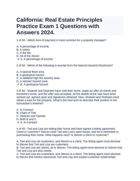 California: Real Estate Principles Practice Exam 1 Questions with ...